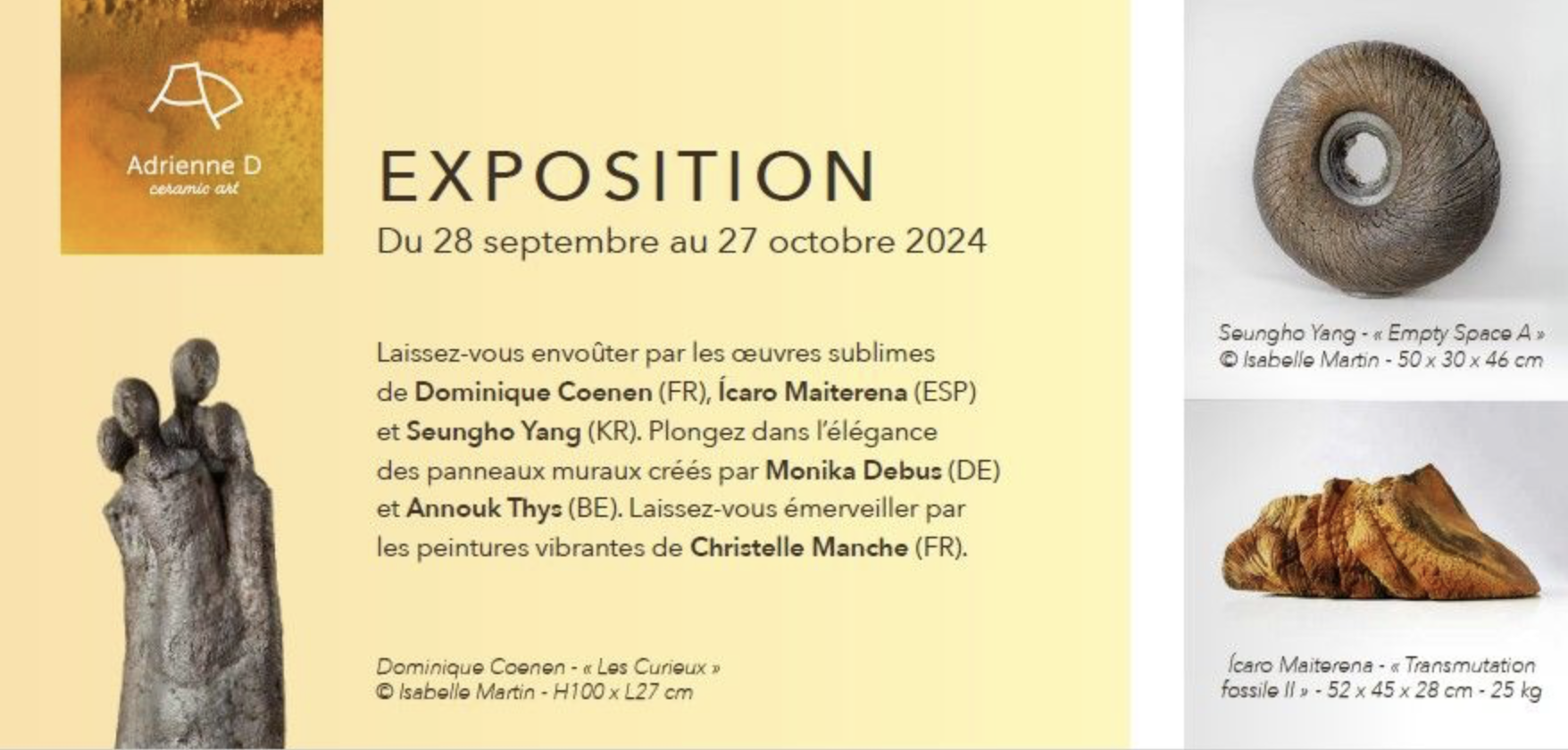 Exposition du 28 septembre au 27 octobre 2024