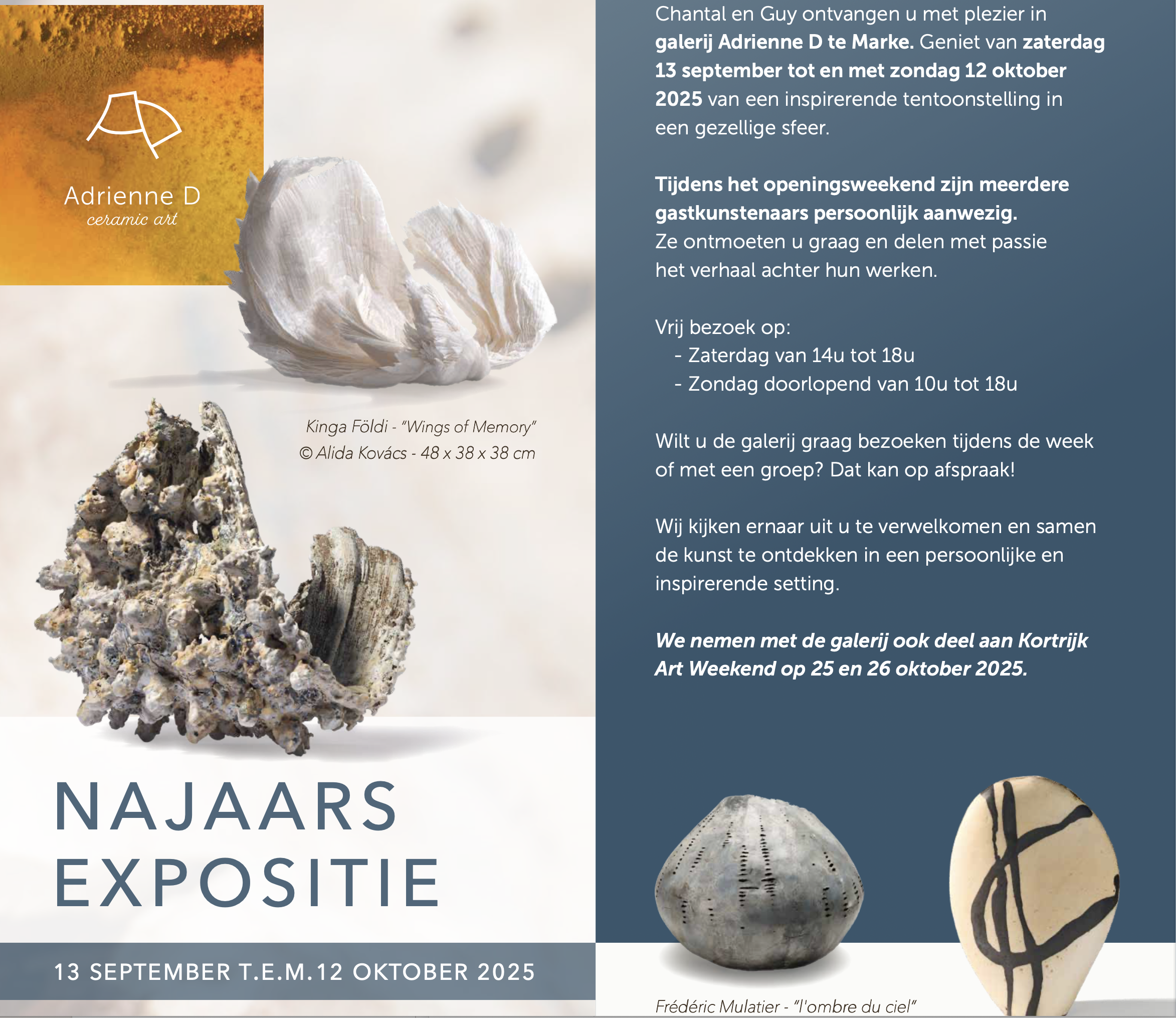Najaars expositie van 13 September t.e.m 12 Oktober